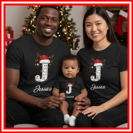 Mit Monogramm Weihnachtsantler-Weihnachtsmannmütze T-Shirt