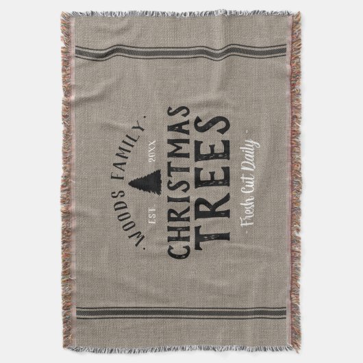 Mit Monogramm Weihnachtsbaumfarm Grain Sack Decke (Vorderseite Vertikal)