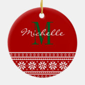 Mit Monogramm Weihnachtsbaumschmuck Keramik Ornament (Hinten)