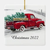 Mit Monogramm Weihnachtsdekoration Keramikornament (Rückseite)