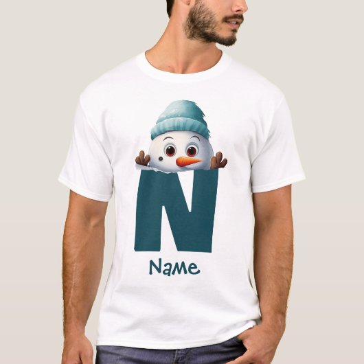 Mit Monogramm Weihnachtsfamilie Custom Niedlich Sn T-Shirt (Vorderseite)