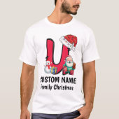 Mit Monogramm Weihnachtsfamilien personalisieren m T-Shirt (Vorderseite)