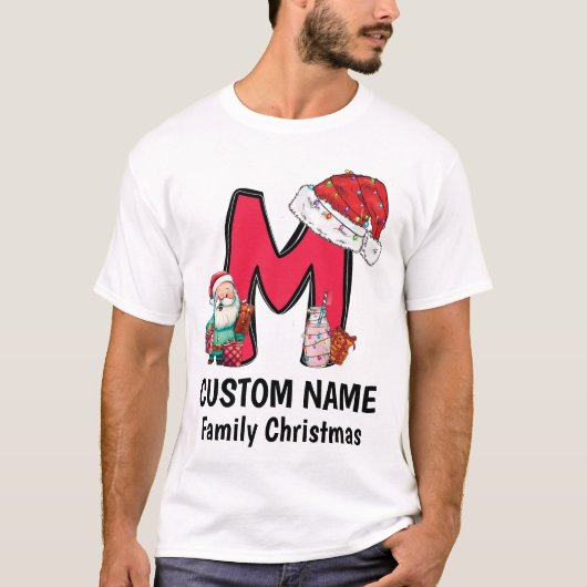 Mit Monogramm Weihnachtsfamilien personalisieren m T-Shirt (Vorderseite)