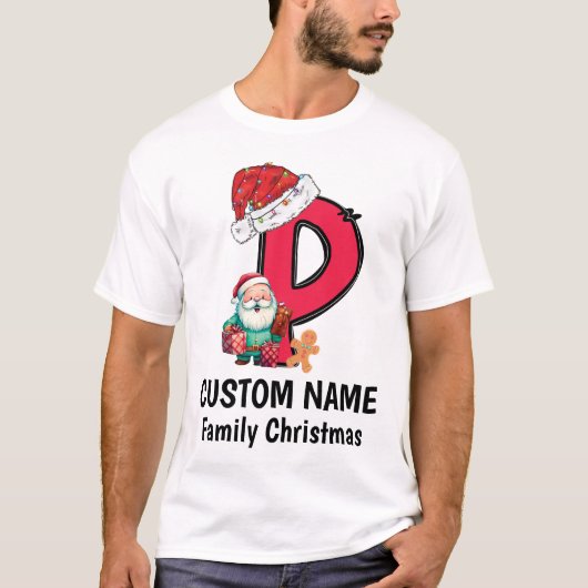 Mit Monogramm Weihnachtsfamilien personalisieren m T-Shirt (Vorderseite)