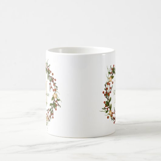 Mit Monogramm Weihnachtsfeier Tasse Wreath (Mittel)
