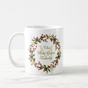 Mit Monogramm Weihnachtsfeier Tasse Wreath
