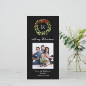 Mit Monogramm Weihnachtskranz Feiertagskarte (Stehend Vorderseite)