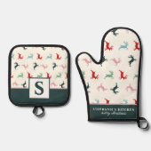 Mit Monogramm Weihnachtsmann Ofenhandschuh & Topflappen-Set (Vorderseite)