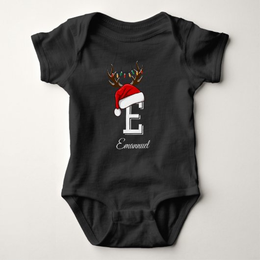 Mit Monogramm Weihnachtsmatte Baby Strampler (Vorderseite)
