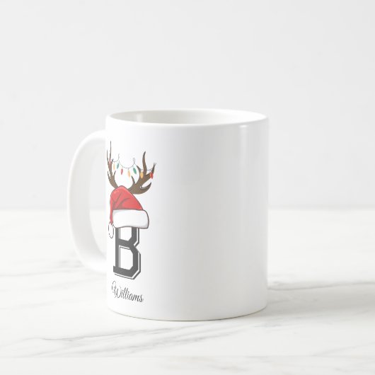 Mit Monogramm Weihnachtsmatte Kaffeetasse (Vorderseite Links)
