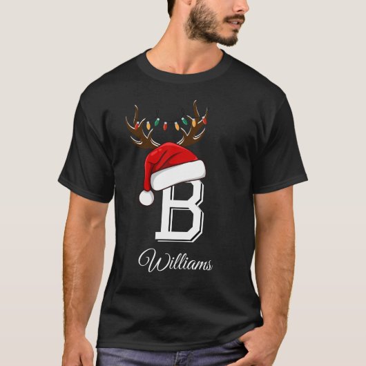 Mit Monogramm Weihnachtsmatte T-Shirt (Vorderseite)