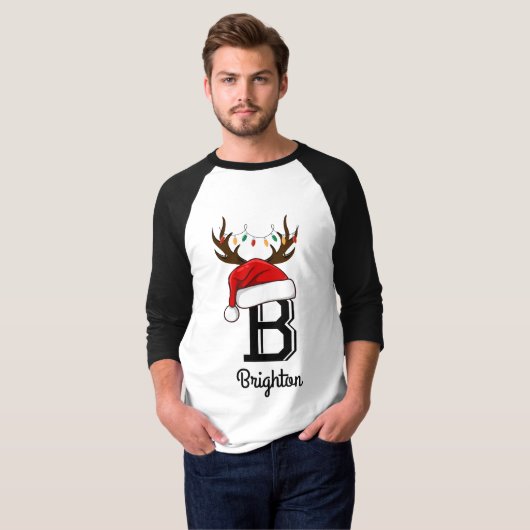 Mit Monogramm Weihnachtsmatte T-Shirt (Vorne ganz)