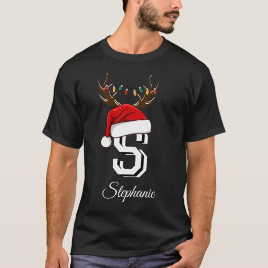 Mit Monogramm Weihnachtsmatte T-Shirt (Vorderseite)