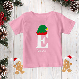 Mit Monogramm Weihnachtsnachtsnamensnacht-Shirt, E Baby T-shirt