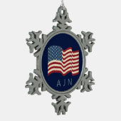 Mit Monogramm Weihnachtsschmuck unter amerikanisch Schneeflocken Zinn-Ornament (Links)