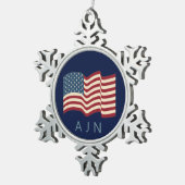 Mit Monogramm Weihnachtsschmuck unter amerikanisch Schneeflocken Zinn-Ornament (Rechts)