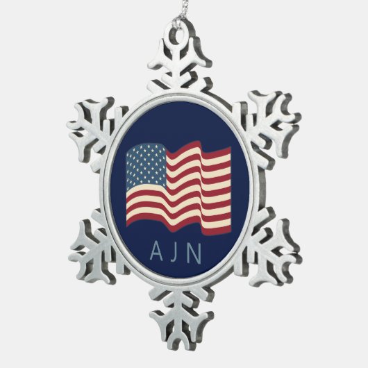 Mit Monogramm Weihnachtsschmuck unter amerikanisch Schneeflocken Zinn-Ornament (Rechts)