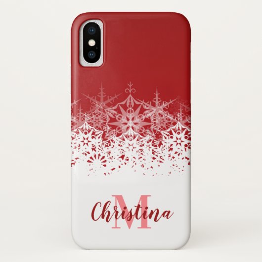 Mit Monogramm Weihnachtsschneeflocken Case-Mate iPhone Hülle (Rückseite)