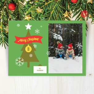 Mit Monogramm Weihnachtssymbole Foto Weihnachtskar Feiertagskarte