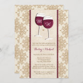 Mit Monogramm Wein-Glas-Paar-Polterabend Einladung (Vorne/Hinten)