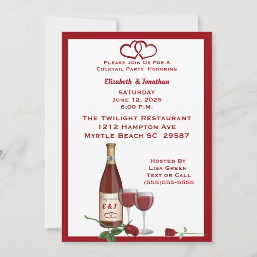 Mit Monogramm Weinflasche Einladung (Vorderseite)