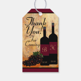 Mit Monogramm Weinflaschen und Trauben Vielen Dank Geschenkanhänger