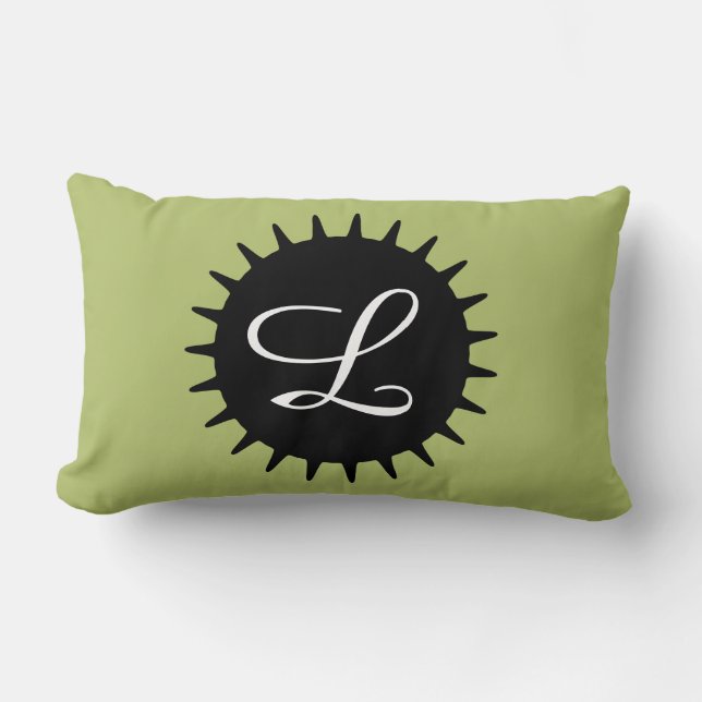 Mit Monogramm weises Grün kundengerecht Lendenkissen (Vorderseite)