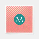 Mit Monogramm Weiß, Korallenrosa und Aquamariner P Serviette (Vorderseite)