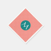 Mit Monogramm Weiß, Korallenrosa und Aquamariner P Serviette (Ecke)