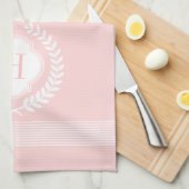Mit Monogramm weiß-rosa Kleider und Streifen Küchentuch (Viertel Falte)