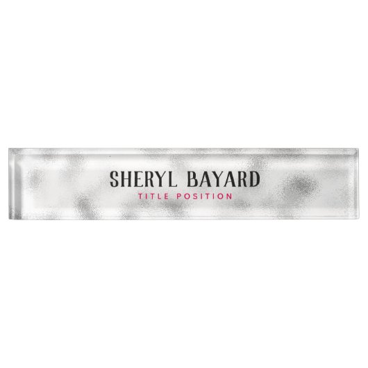 Mit Monogramm Weiß- und Grauglas Namensplakette (Vorderseite)