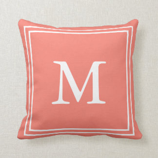 Mit Monogramm Weiß und Lachs Kissen