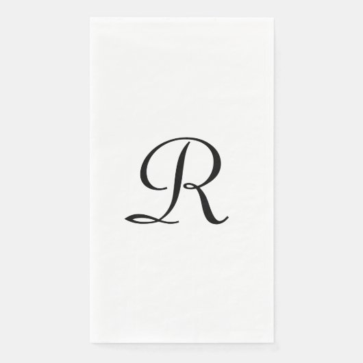 Mit Monogramm Weiß und Schwarz Elegant Einfache El Serviette (Vorderseite)