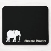 Mit Monogramm weiße Elefant Minimalschwarz Mousepad (Vorne)