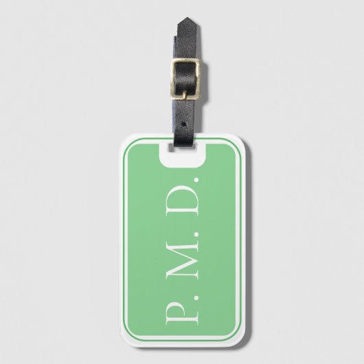 Mit Monogramm weiße und grüne Gepäckmarke Gepäckanhänger (Vorderseite Vertikal)