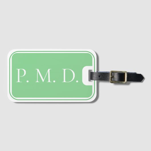 Mit Monogramm weiße und grüne Gepäckmarke Gepäckanhänger (Vorderseite (Horizontal))