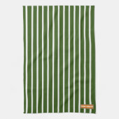 Mit Monogramm, weiße und grüne Streifen. Geschirrtuch (Vertikal)