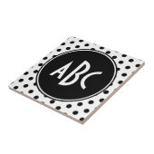 Mit Monogramm weiße und schwarze Polka-Punkte Fliese (Seite)