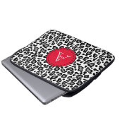 Mit Monogramm weißer Leopard-Laptop-Sieb Laptopschutzhülle (Vorne Knopf)