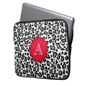 Mit Monogramm weißer Leopard-Laptop-Sieb Laptopschutzhülle (Vorderseite Links)