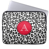 Mit Monogramm weißer Leopard-Laptop-Sieb Laptopschutzhülle (Vorderseite)