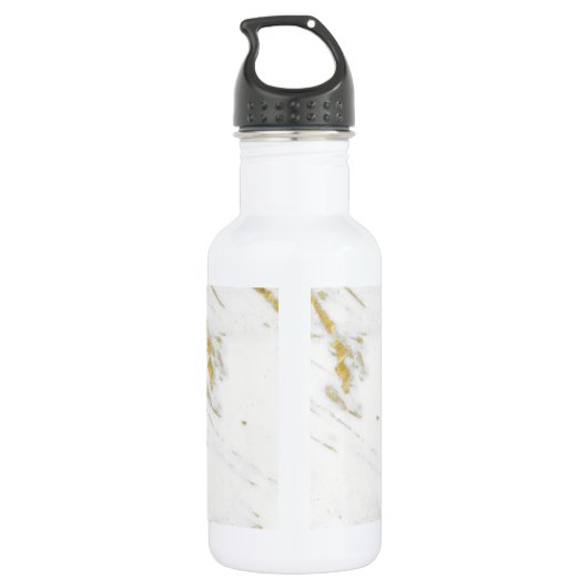 Mit Monogramm weißer Marmor mit Gold-Glitzer Edelstahlflasche (Rückseite)