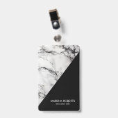 Mit Monogramm weißer Marmor und schwarzes Gran Ausweis (Front with Clip)