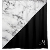 Mit Monogramm weißer Marmorstein Duschvorhang (Vorderseite)