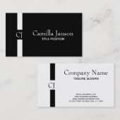 Mit Monogramm weißer Streifen Visitenkarte (Vorne/Hinten)