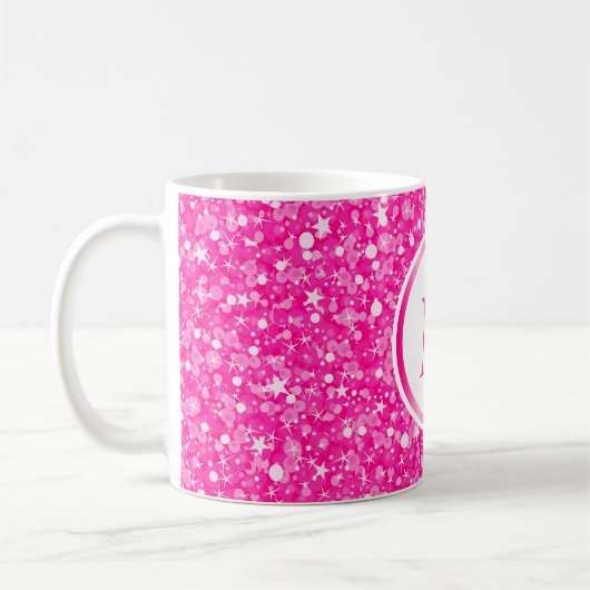 Mit Monogramm weißer und rosa Glitzer Kaffeetasse (Links)