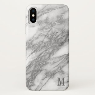 Mit Monogramm weißer und silbergrauer Marmor Case-Mate iPhone Hülle