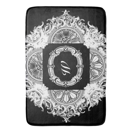 Mit Monogramm weißer Wohngestaltung-Damast Toile Badematte (Vorderseite Vertikal)
