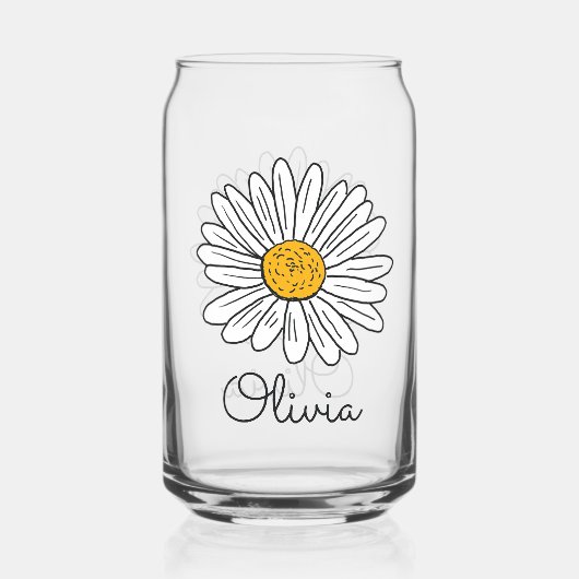 Mit Monogramm weißes Daisy floral doodle Kinder Dosenglas (Rückseite)