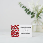 Mit Monogramm weißes und rotes Herzmuster Visitenkarte (Stehend Vorderseite)